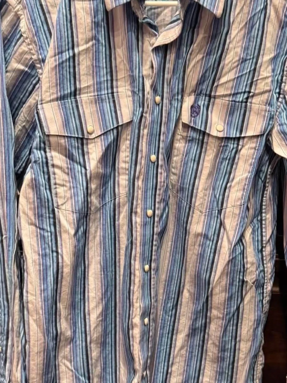 Panhandle Blue Stripe Button-Down Western Shirt MEDIUM
